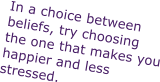 In a choice between beliefs, try choosing the one that makes you happier and less stressed.